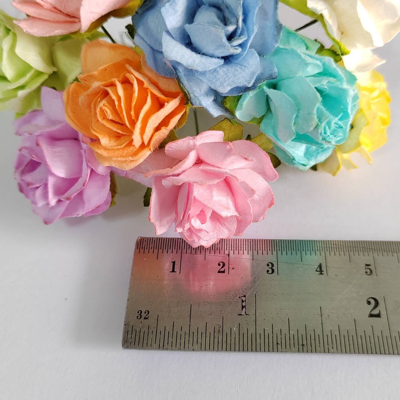 50 Mix Sweety Color Artificial Flowers Rose Flower Paper Flower size 30-35 mm