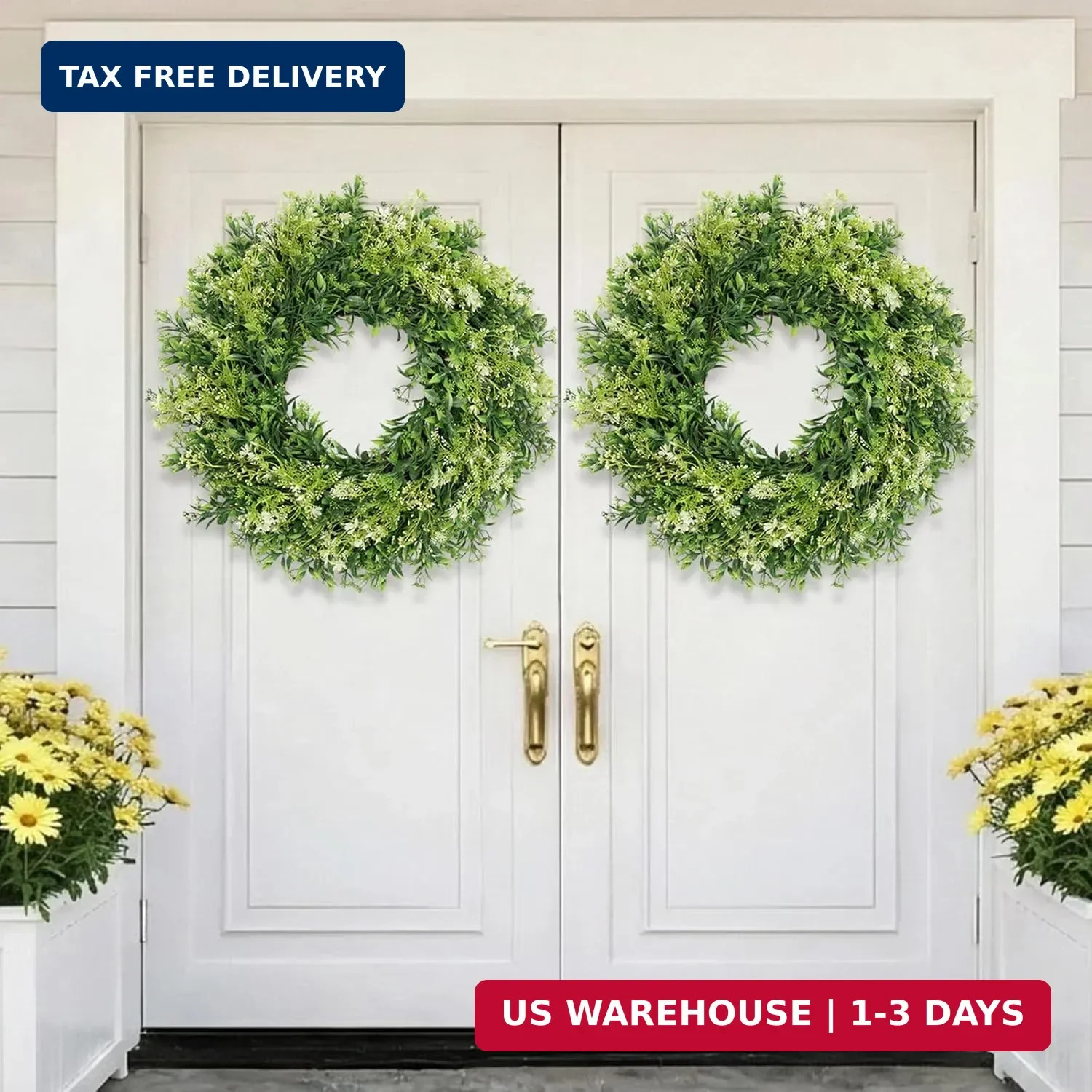 28 Inch Large Eucalyptus Wreaths for Front Door Artificial Green Leaves Greenery