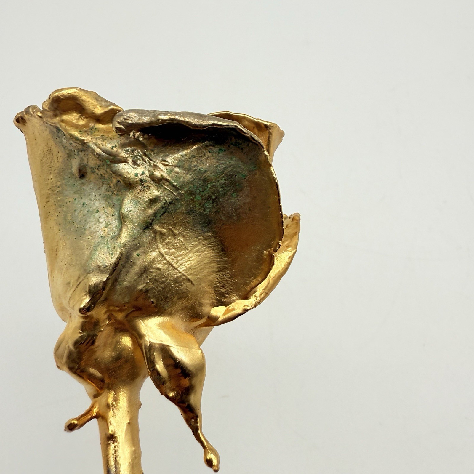 Vintage Brass Rose Long Stemmed 11 In Long Dimensional Rose Mother’s day