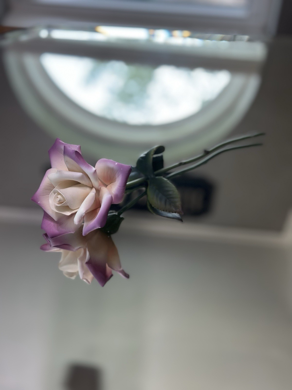 Vintage Capodimonte porcelain rose figurine, handcrafted and hand-painted