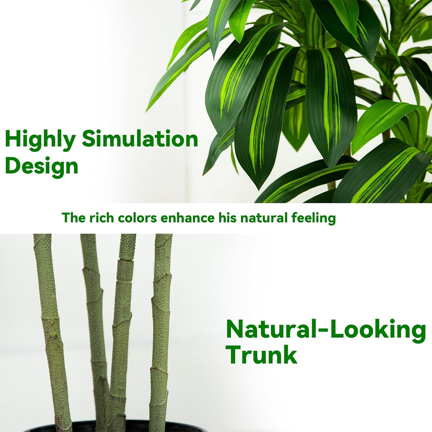 6FT Artificial Dracaena Tree in White Tall Planter – Faux Tropical Yucca Plant