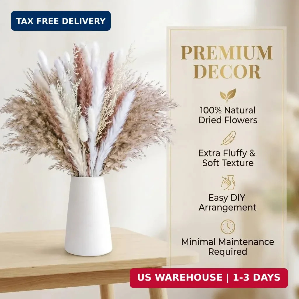 54pcs Dried Flower for Vase Bouquet Natural Pampas Grass Decor Boho Flowers Drie