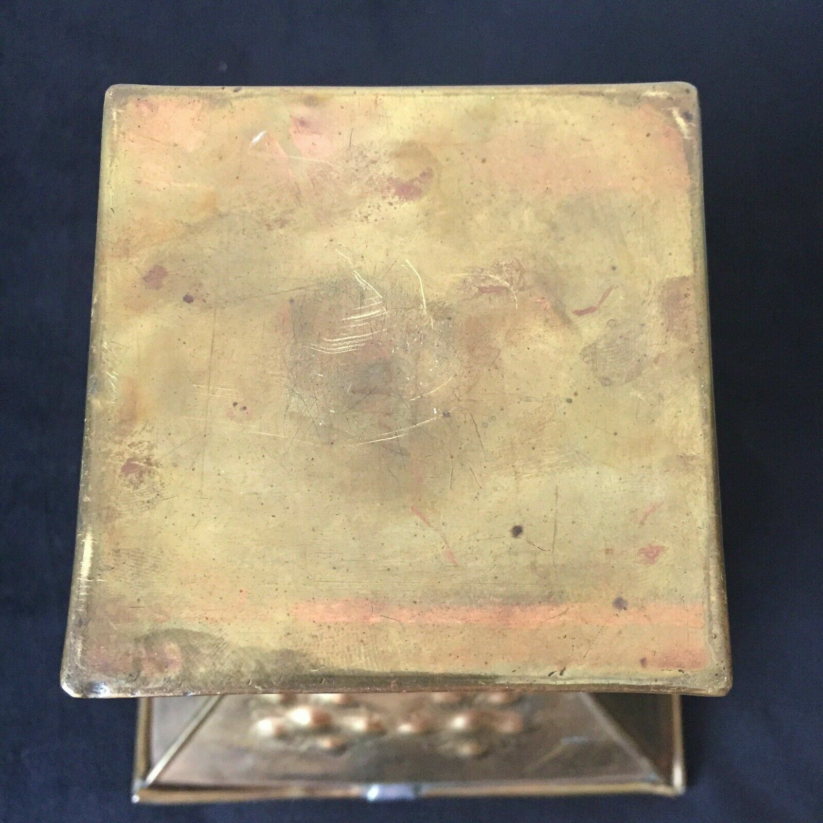 Vintage Planter Container Embossed Flowers on Brass 7″High 6″Square Opening