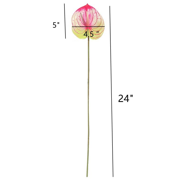 5Pc 24in/61cm Artificial Anthurium Lily Flowers Permanent for Home Decor Bouq…