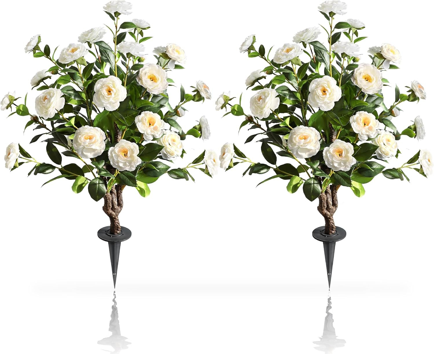 36” Artificial Camellia Tree – 2 Pack Faux Floral Plants for Home & Office Deco