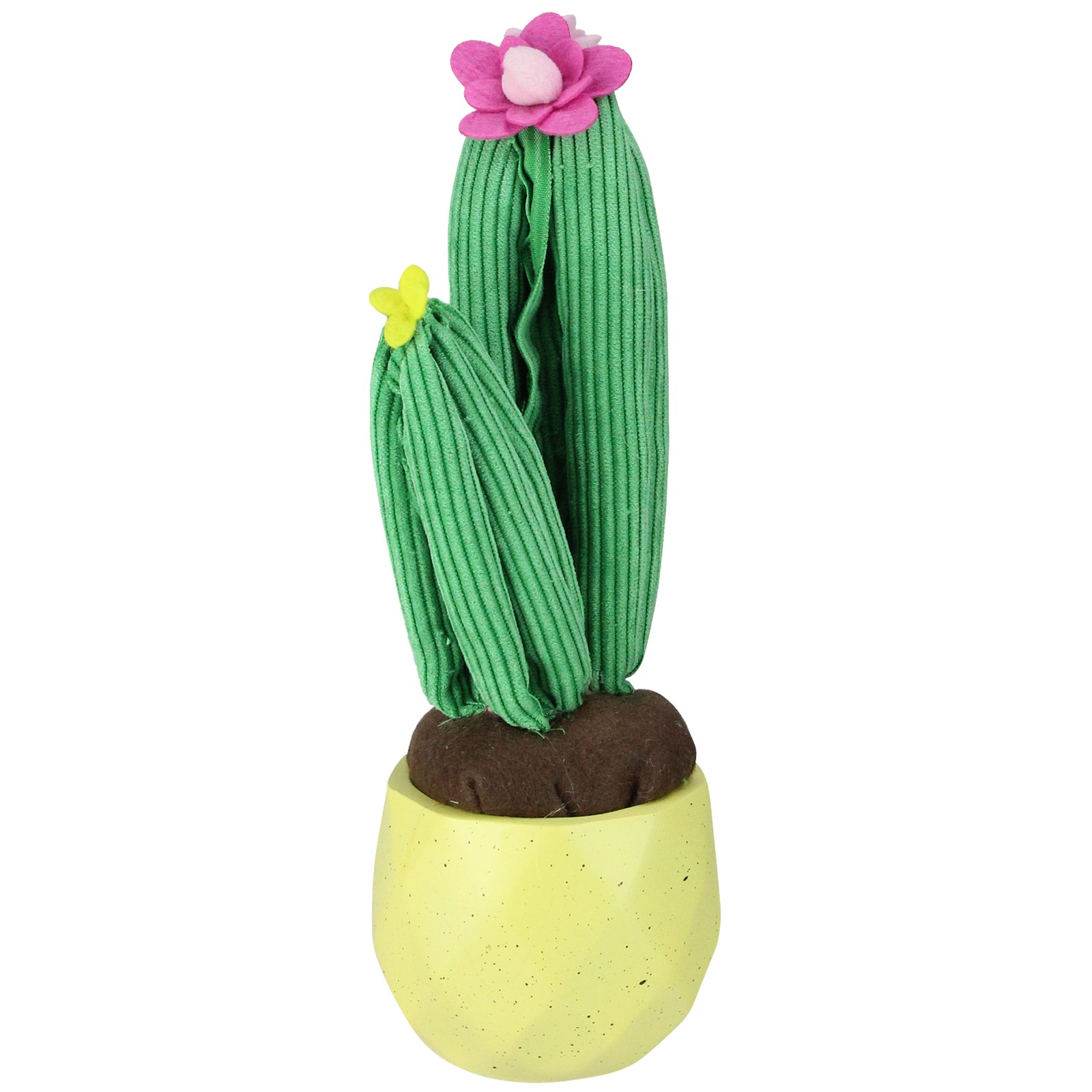 Northlight 10.5″ Artificial Plush Dual Cactus in Yellow Pot Table Top Decoration
