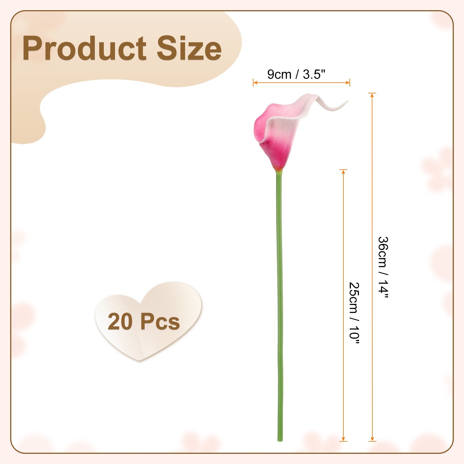 20pcs Artificial Calla Lily Fake Silk Flowers for Home Decor, Gradient Pink