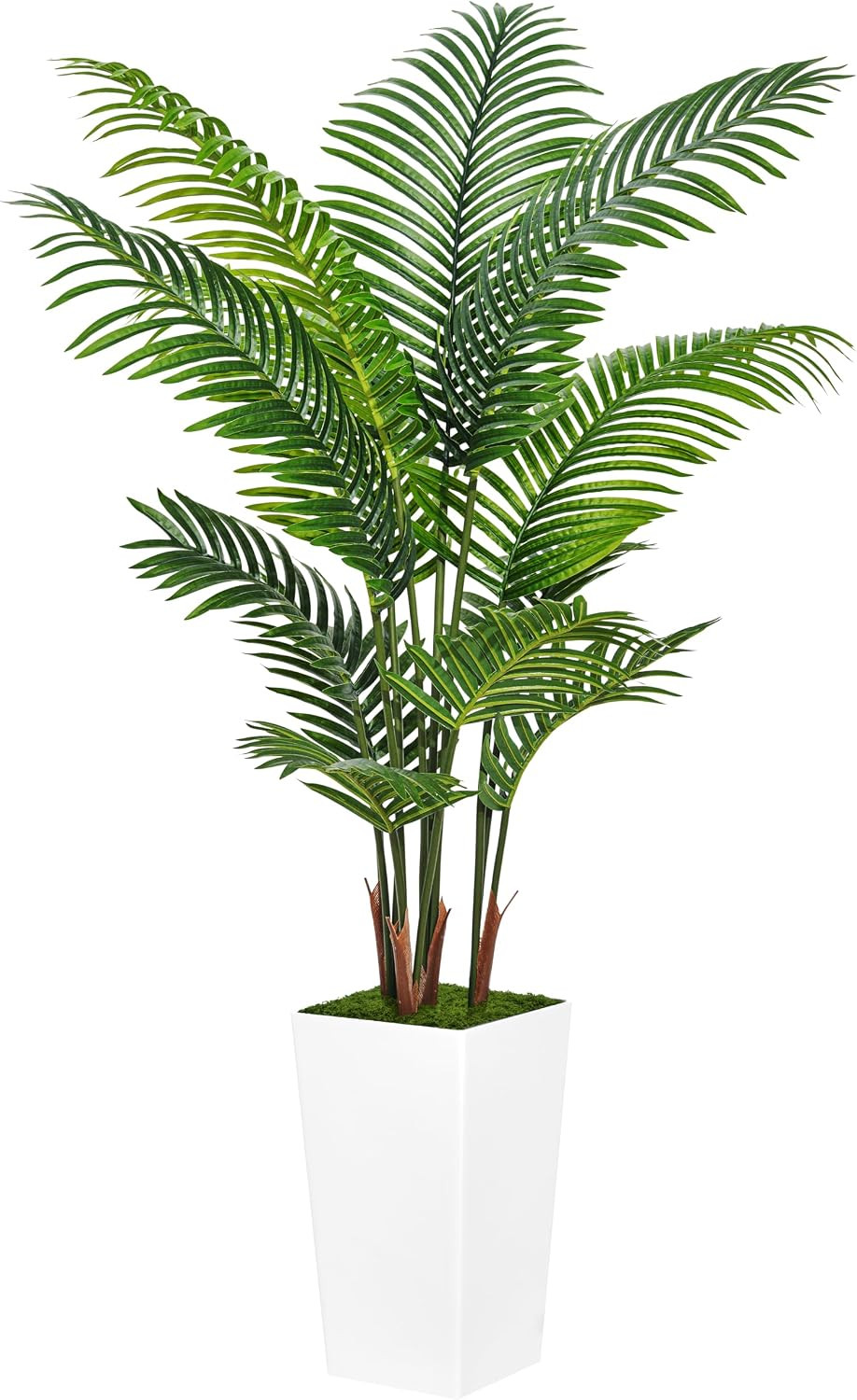 Artificial Palm Tree 5FT – Fake Tree with White Tall Planter – Faux Tropical Are