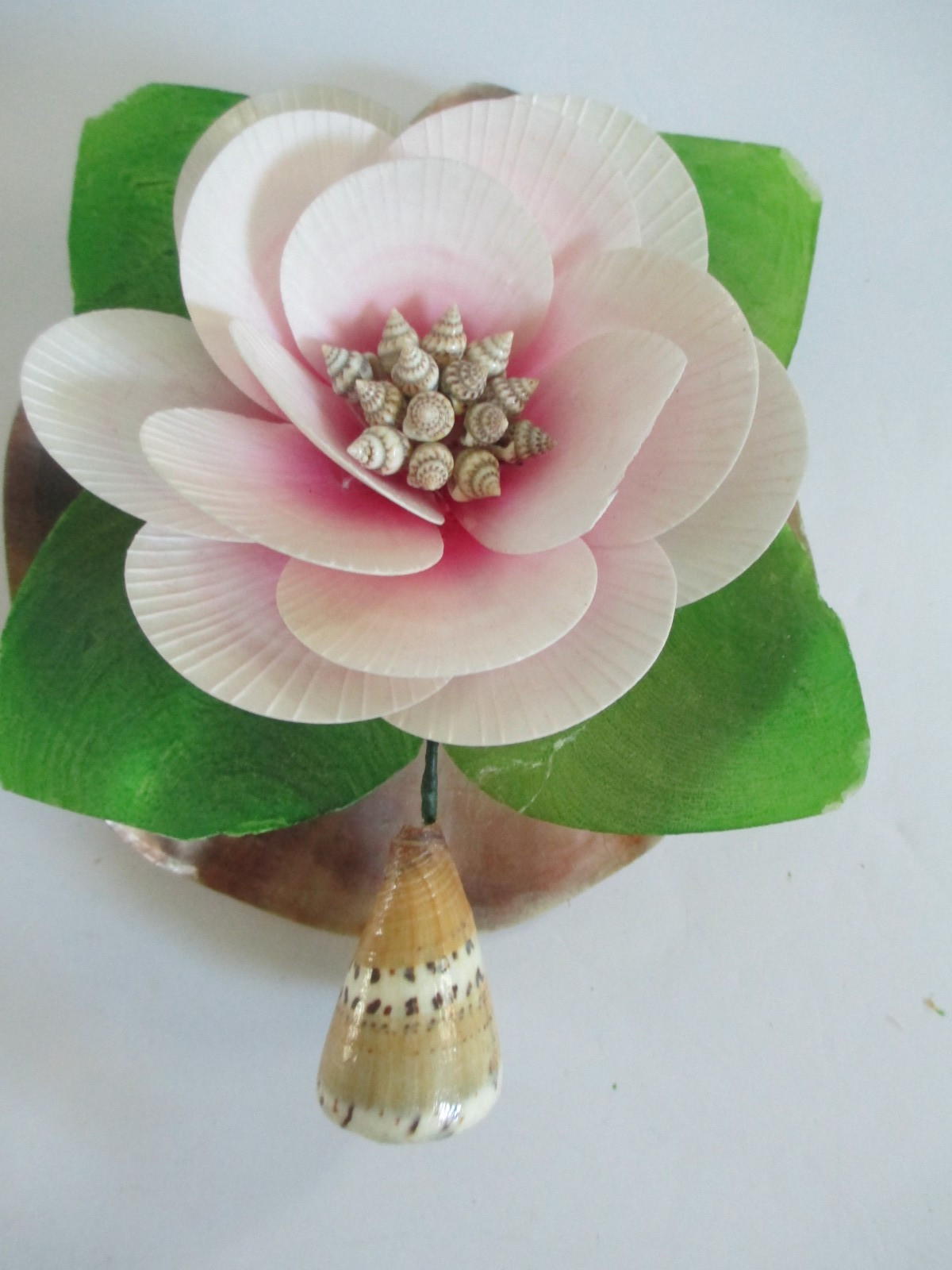 Floral Shaped Shells Blooming Flower Decorative Piece Art Home 6 x 8 in Vintage