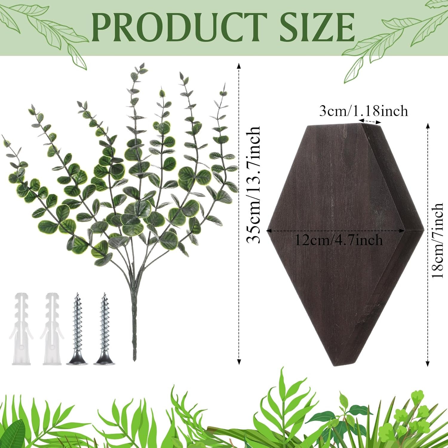 2 Pcs Wooden Wall Planter Decor Hanging Fake Plants Greenery Flowers Holder Vase