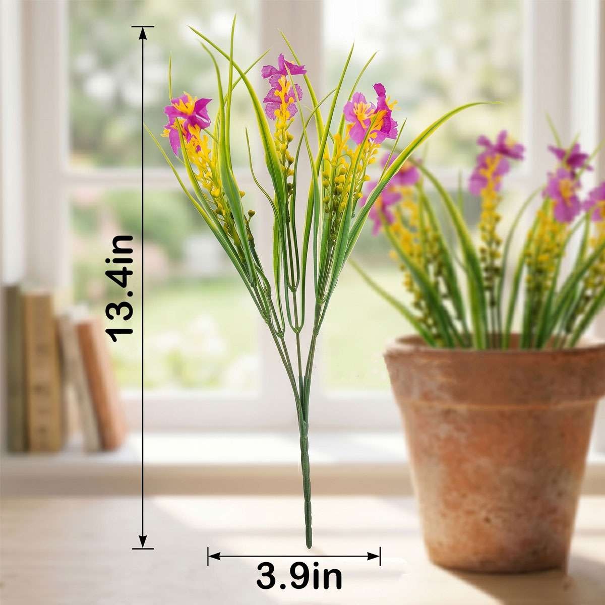 24 Bundles Artificial Silk Flowers for Outdoors, Fake Plants Faux Greenery US