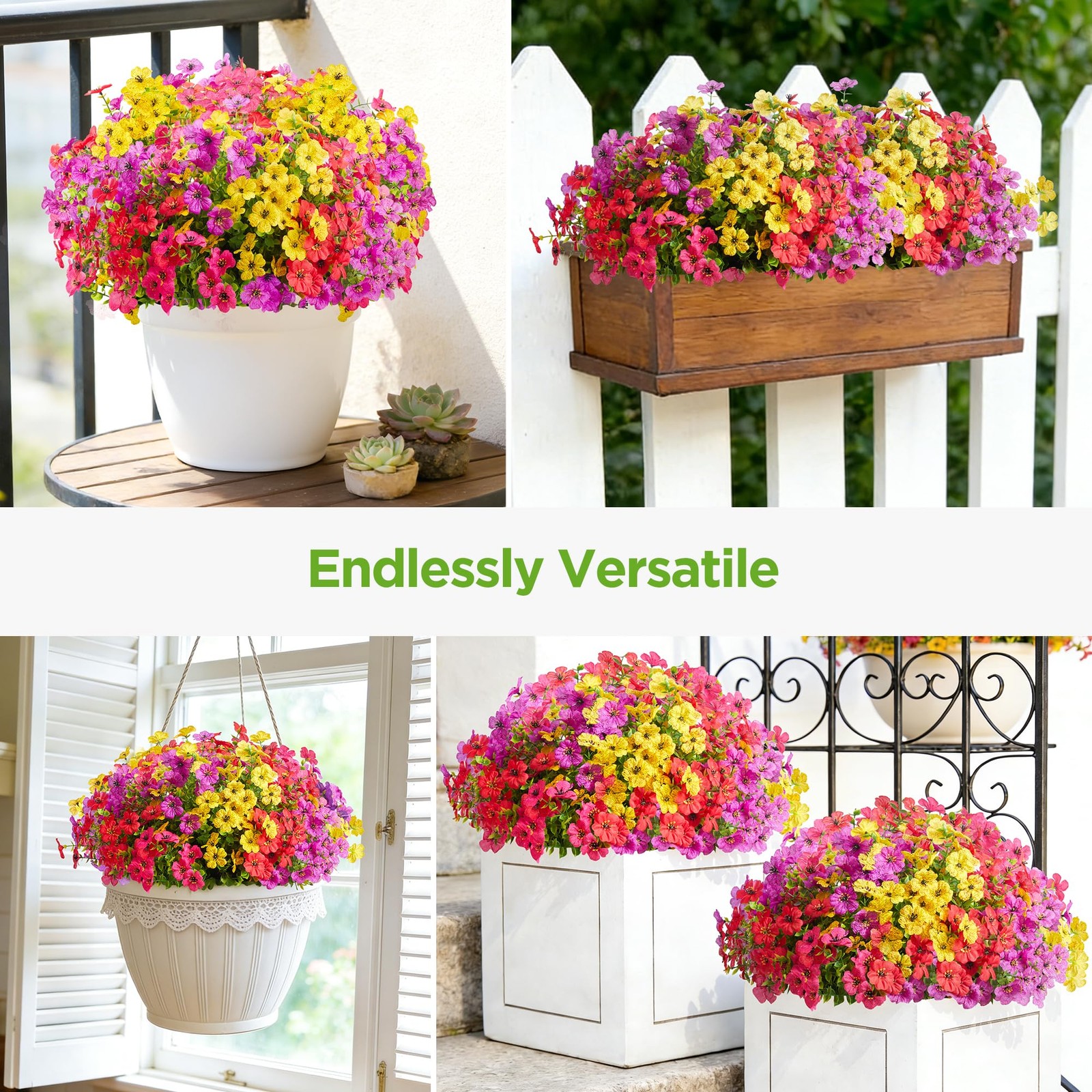 InnoGear Artificial Flowers for Outdoors, 12 Bundles UV Resistant Fake Silk F…