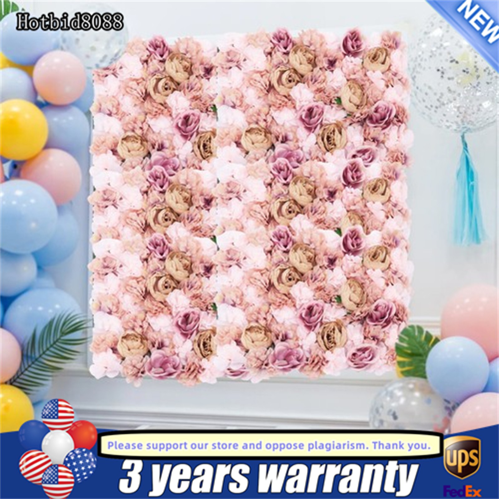 60x40cm Silk Rose Artificial Flower Wall Panel Wedding Party Backdrop Decoration