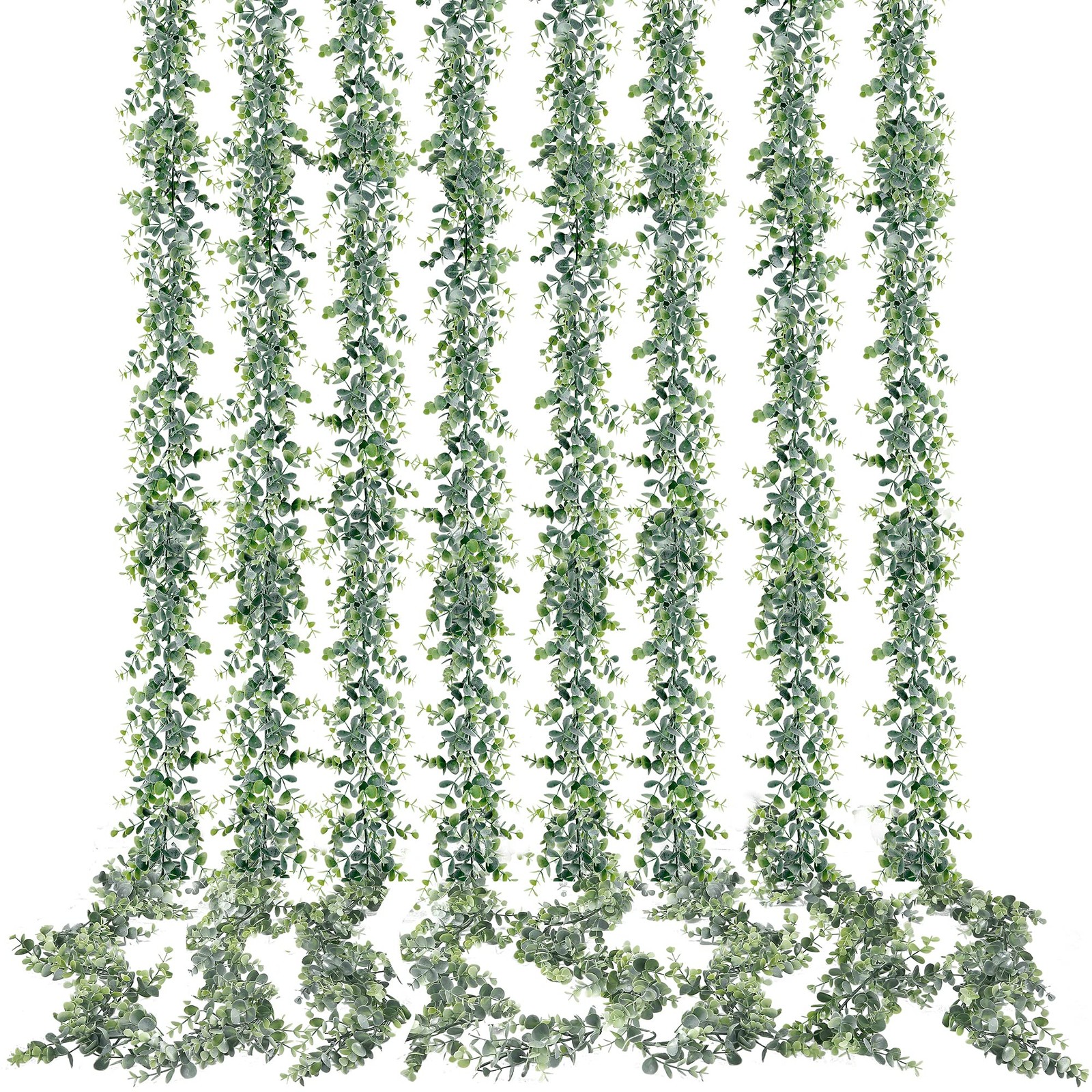 5.6ft Faux Eucalyptus Garland, 8 Pack Artificial Hanging Plants, Green