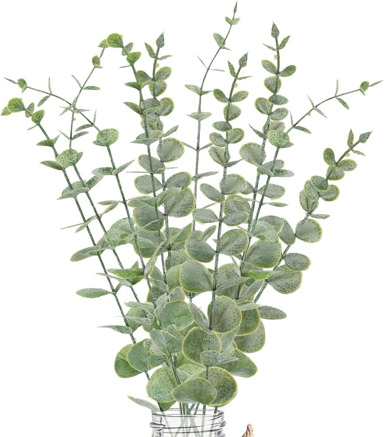 10pcs Eucalyptus Stems Artificial Eucalyptus Leaves Fake Greenery Branches Fa…