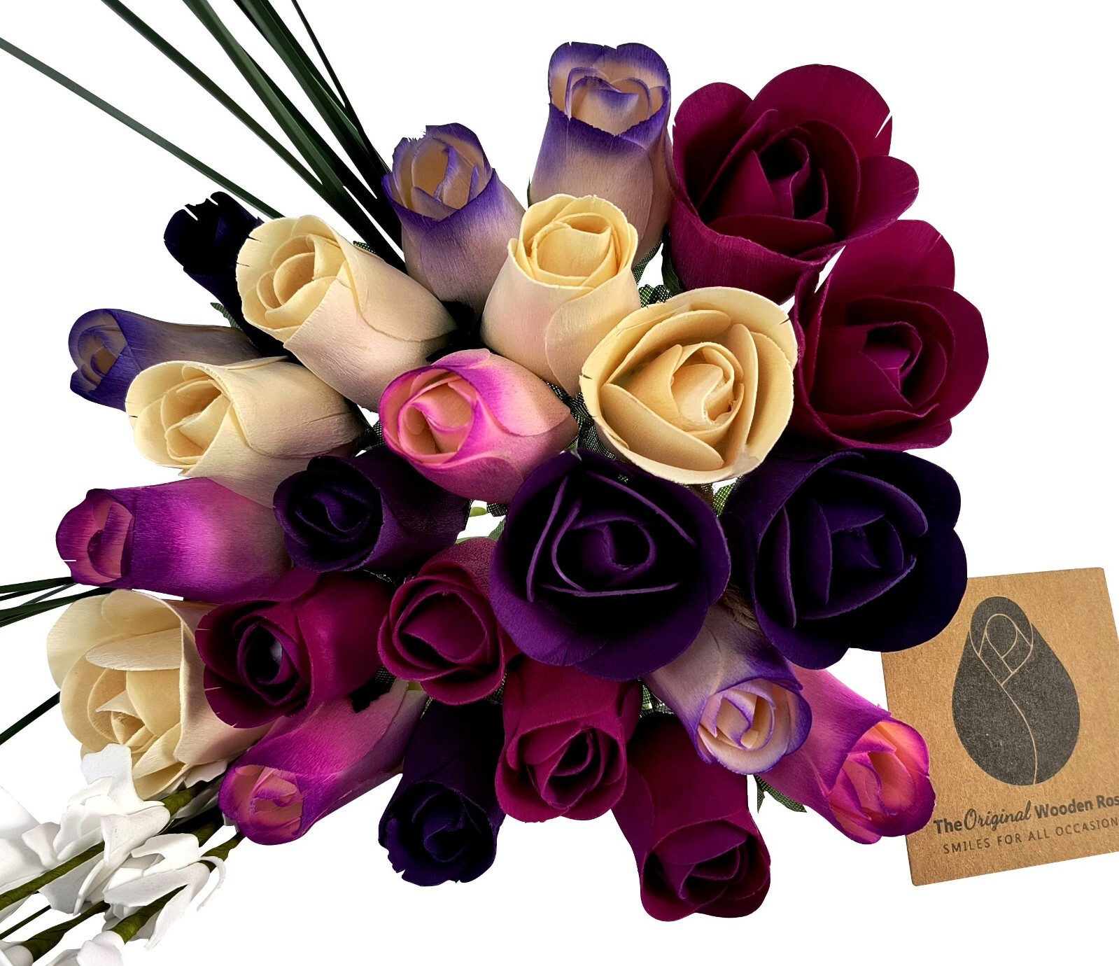 Deluxe Purple Dreams Flower Bouquet. The Original Wooden Rose 2, 3 Dozen