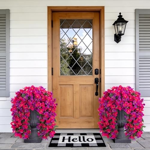 2 PCS UV Resistant Faux Bougainvillea Hanging Flowers – Silk Plants for Outdoor