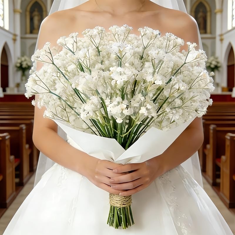 10 PCS Babys Breath White Artificial Flowers Real Touch Gypsophila Decor