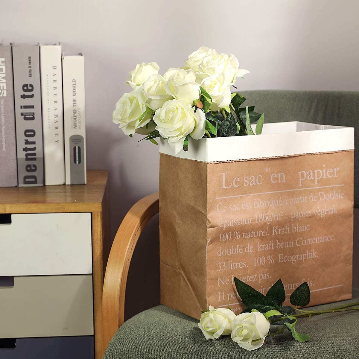 Hawesome 12PCS Artificial Silk Flowers Realistic Roses Bouquet Long Stem for