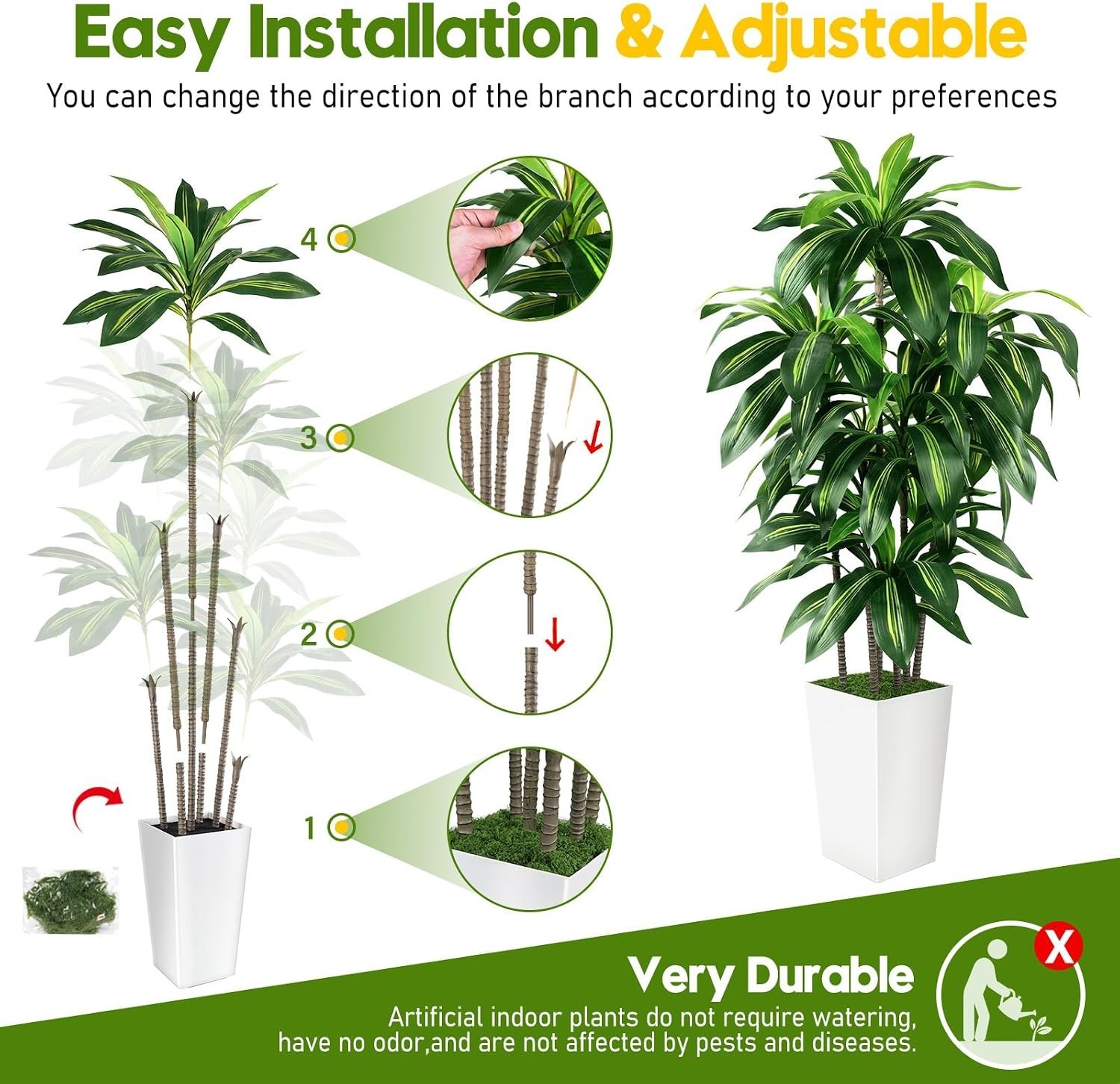 Elegant 5FT Dracaena Tree with White Planter – Perfect for Housewarming Gifts