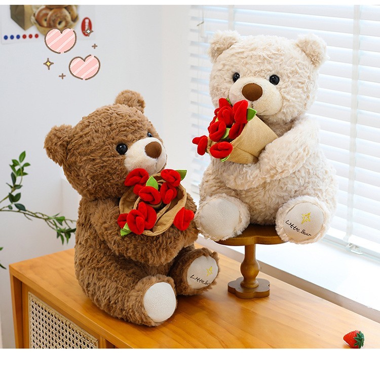 Cute Teddy Bear Plush Stuffed Holding Bouquet Removable transforms into a Hat