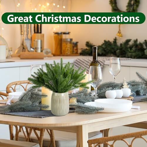 45 Packs Artificial Pine Needles Branches Garland- 10.2 x 2.5 Inch Green