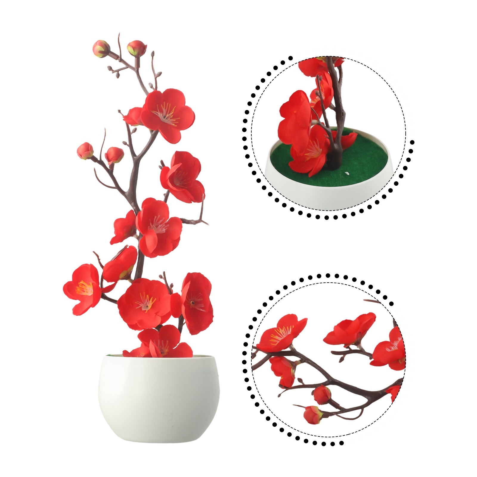 Plant Artificial Potted Flower Plastic Plum Blossom Decorative Garden Home