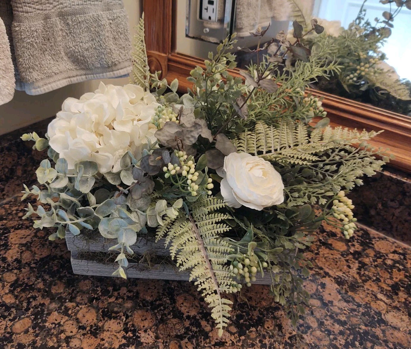 Floral Arrangement, Housewarming Gift, Flower Arrangement Wooden Box, Home Decor