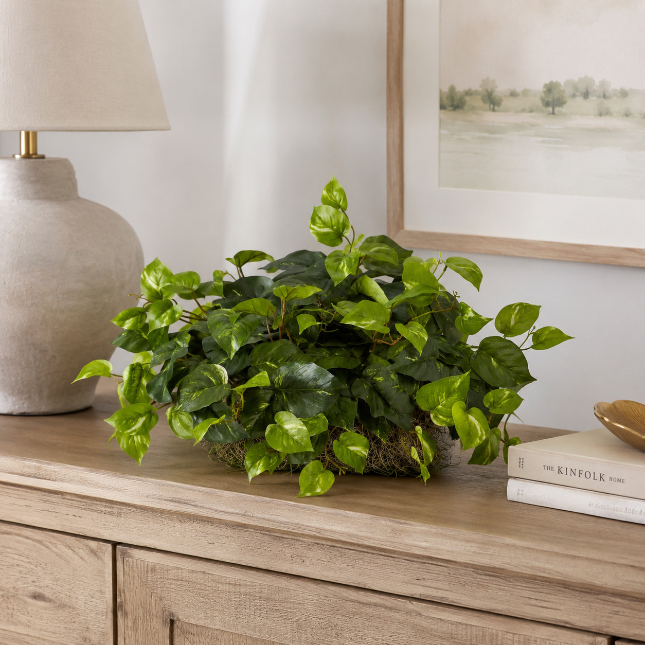 Pothos Ledge Plant (Set on Foam) Silk Plant