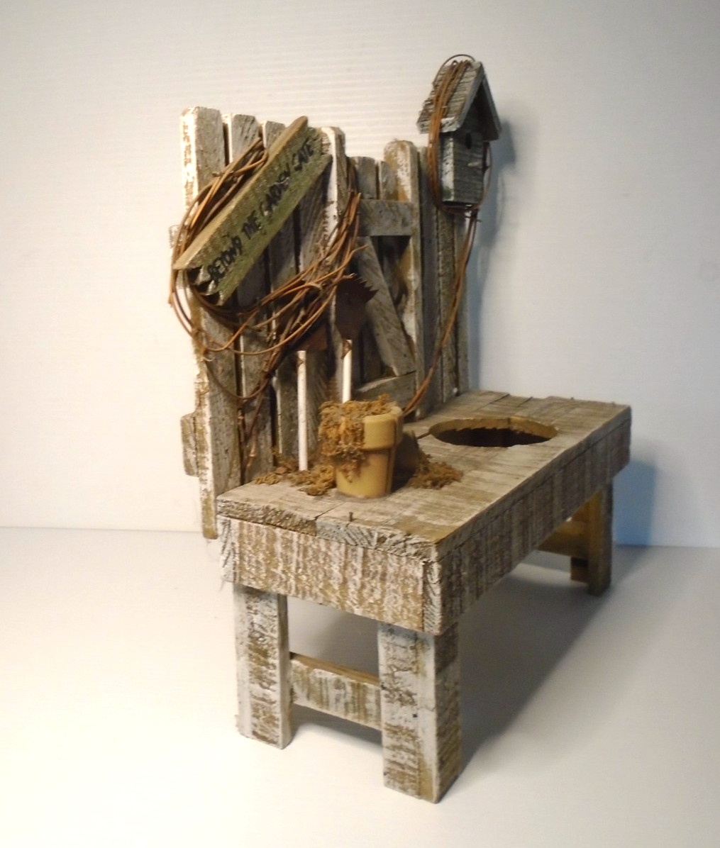 Wood Chair Bench Planter Flower Pot Holder Shabby Chic Rustic Prairie Cottage