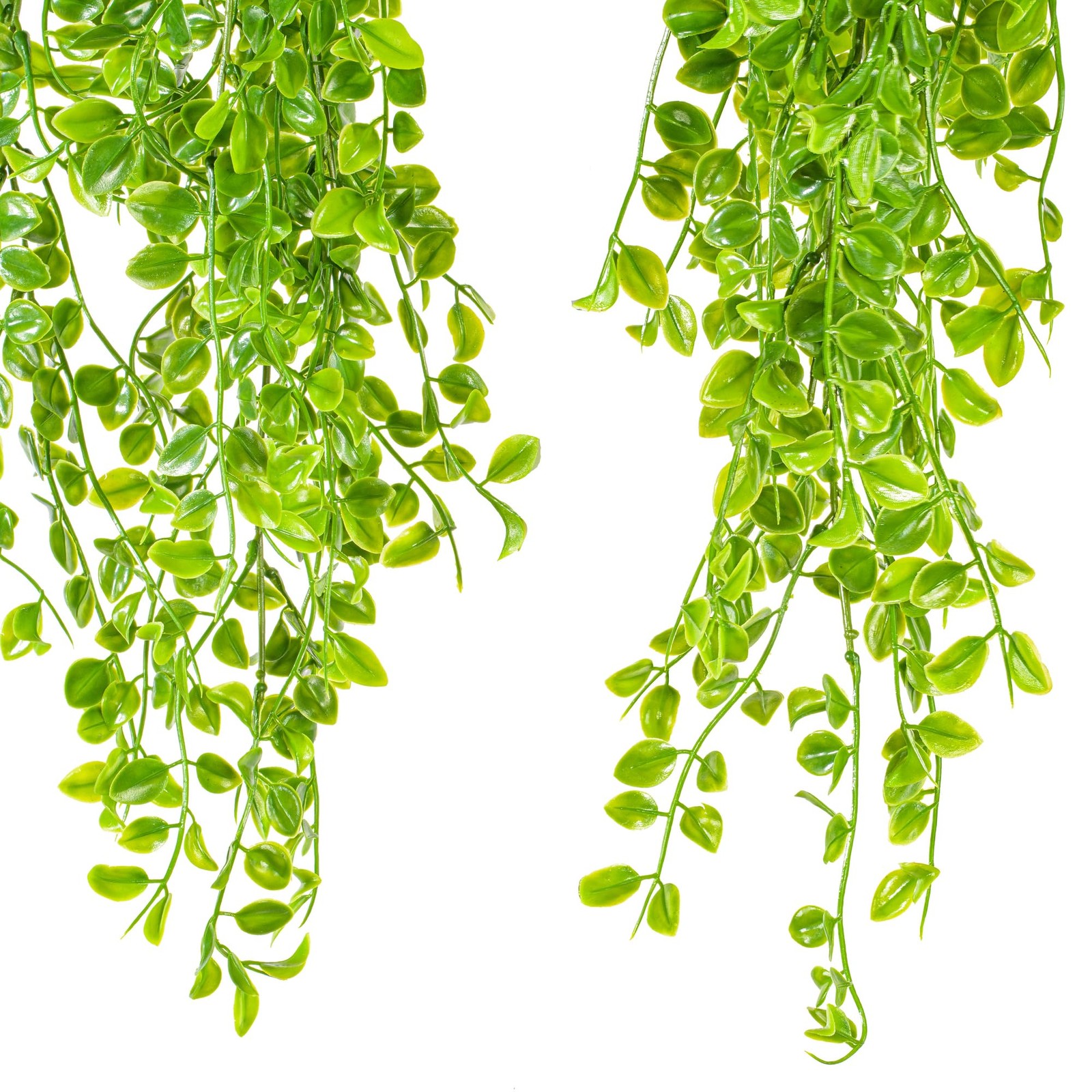 Vickerman 31″ Plastic Artificial Mini Leaf Hanging Bush in Green (Set of 2)
