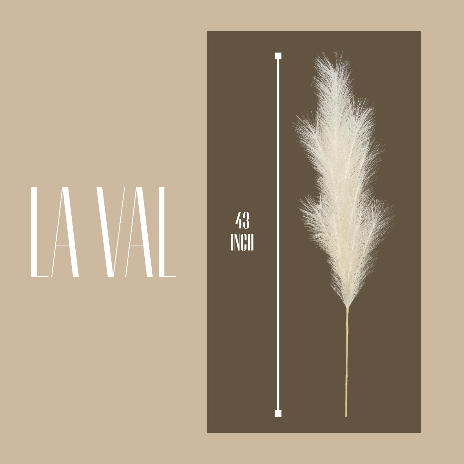 LA VAL Faux Pampas Grass Tall 43″ 110cm 3pc Modern