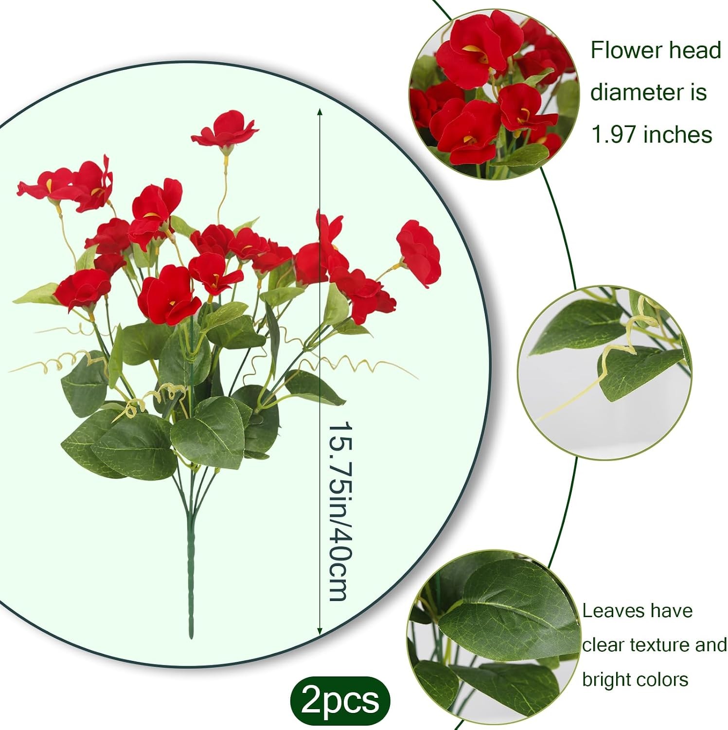 2 Pcs Artificial Flowers for Outdoors Hibiscus Faux Impatiens Outdoor Planters
