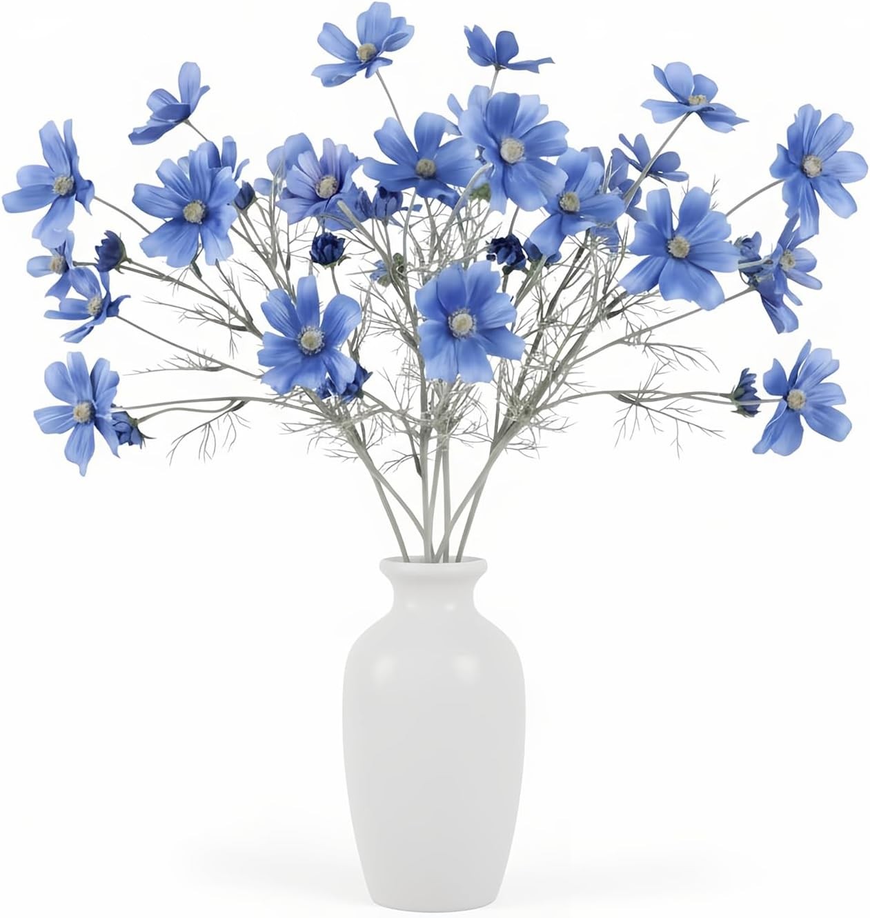 4 Pcs 24″ Tall Artificial Cosmos, Silk Flocked Bendable Stems Vase Decor