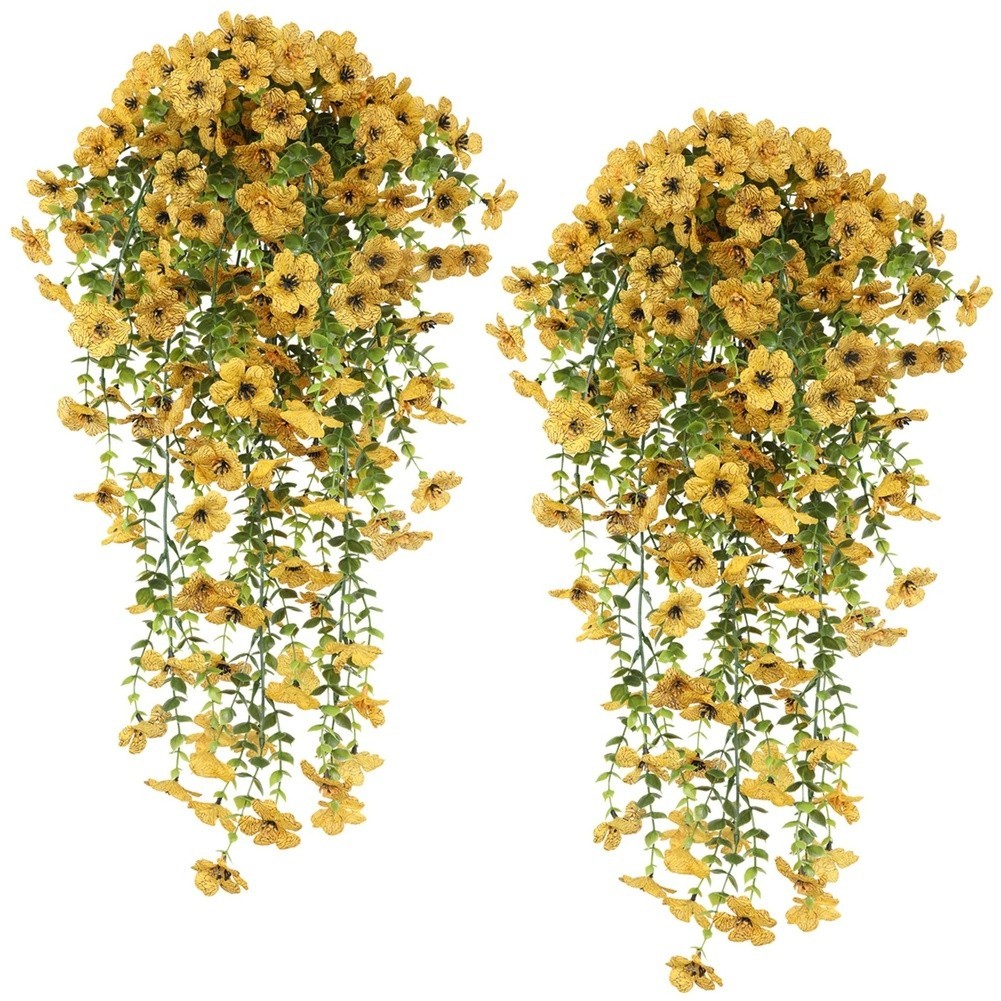76cm Artificial Eucalyptus Vine with Violet Silk Flowers for Outdoor Decoration