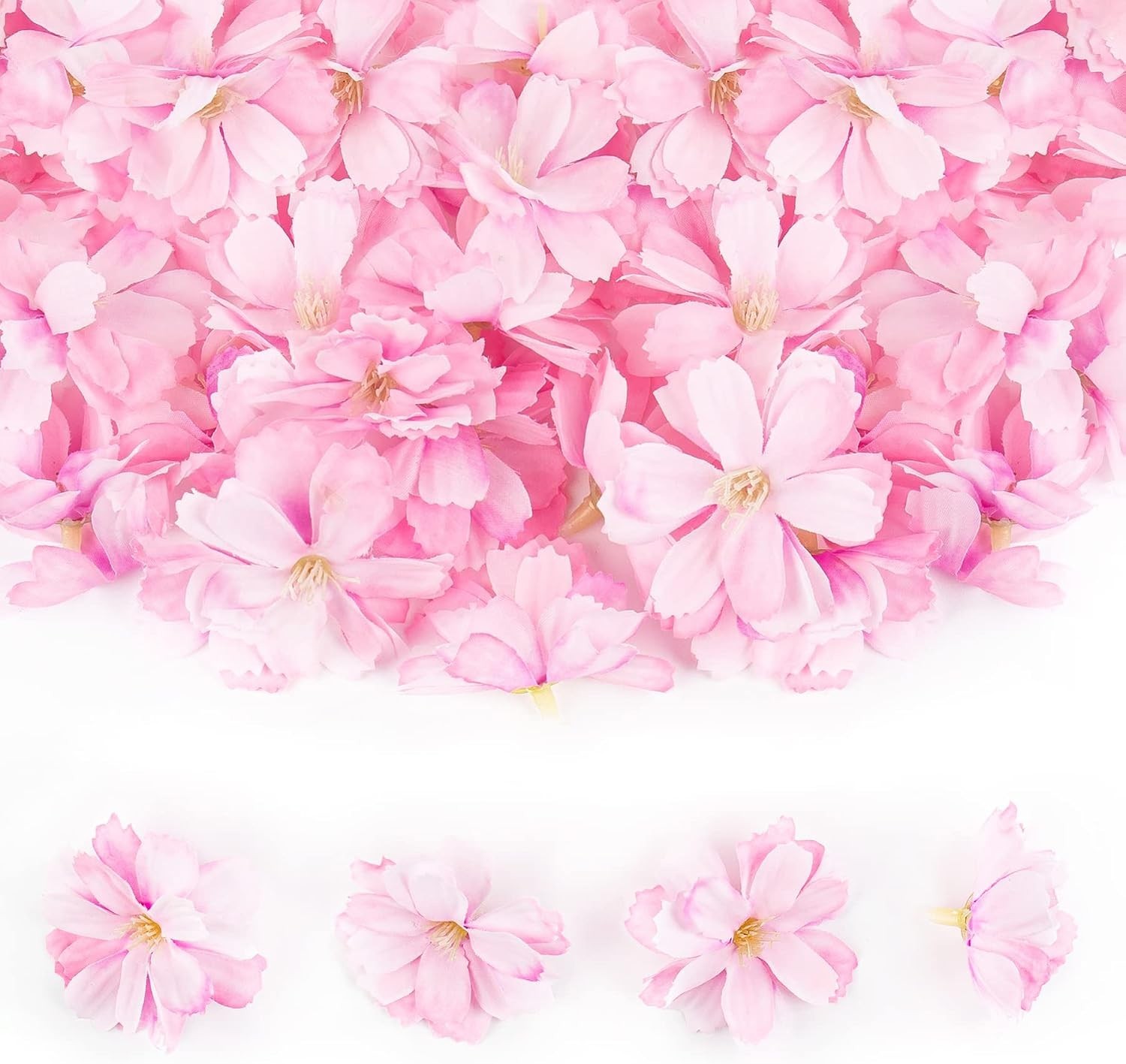 Elegant 50 Pack Cherry Blossom Flower Heads – Perfect for Weddings & DIY Crafts