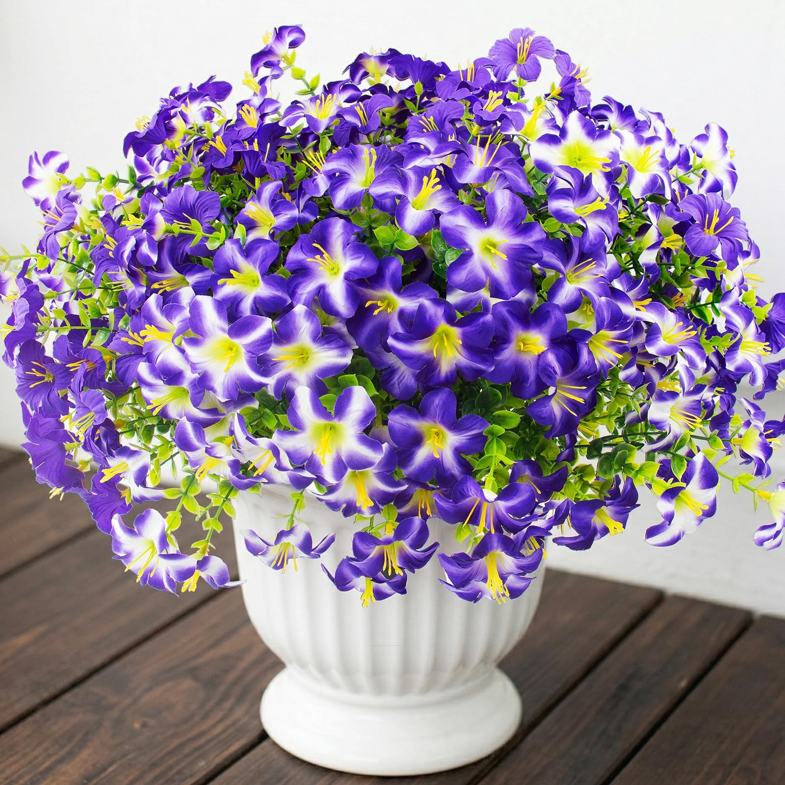 Faux Petunias Artificial Flowers 14.9″ UV Resistant Purple – Outdoor Decor