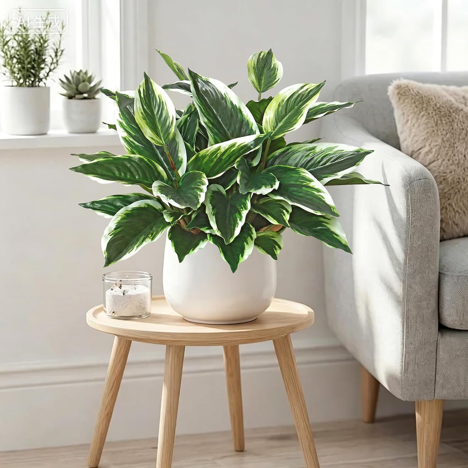 UV Resistant Faux Hostas – 4PCS Outdoor Artificial Plants for Home & Office