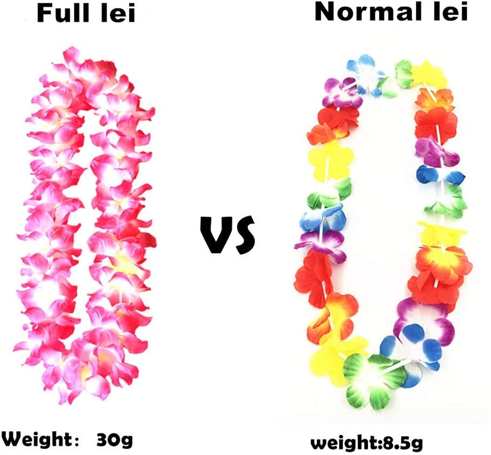 Pack of 4 Pcs Thicken 41 Inch Hawaiian Leis, 4 Color Lei for Graduation Party
