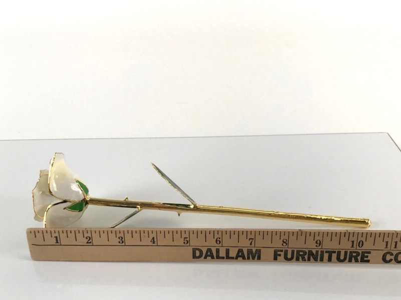 24K Gold Dipped White Rose Long Stem Forever Preserved Rose Flower Lacquered