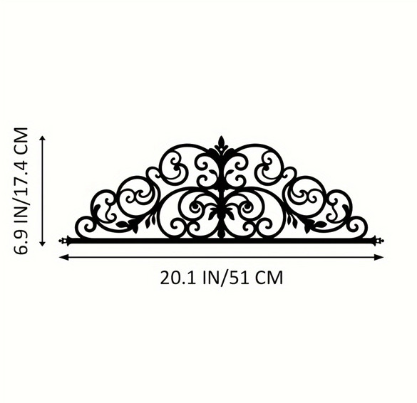 Metal Vintage Floral Wall Over-The-Door Decor Indoor Outdoor Black For Bedroom