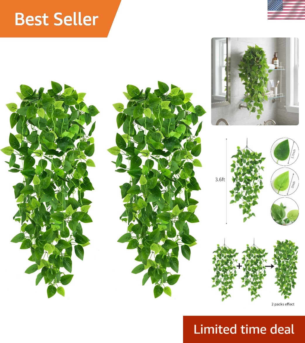 Low-Maintenance 2-Pack of 3.6ft Artificial Hanging Ivy Vines for Versatile Decor
