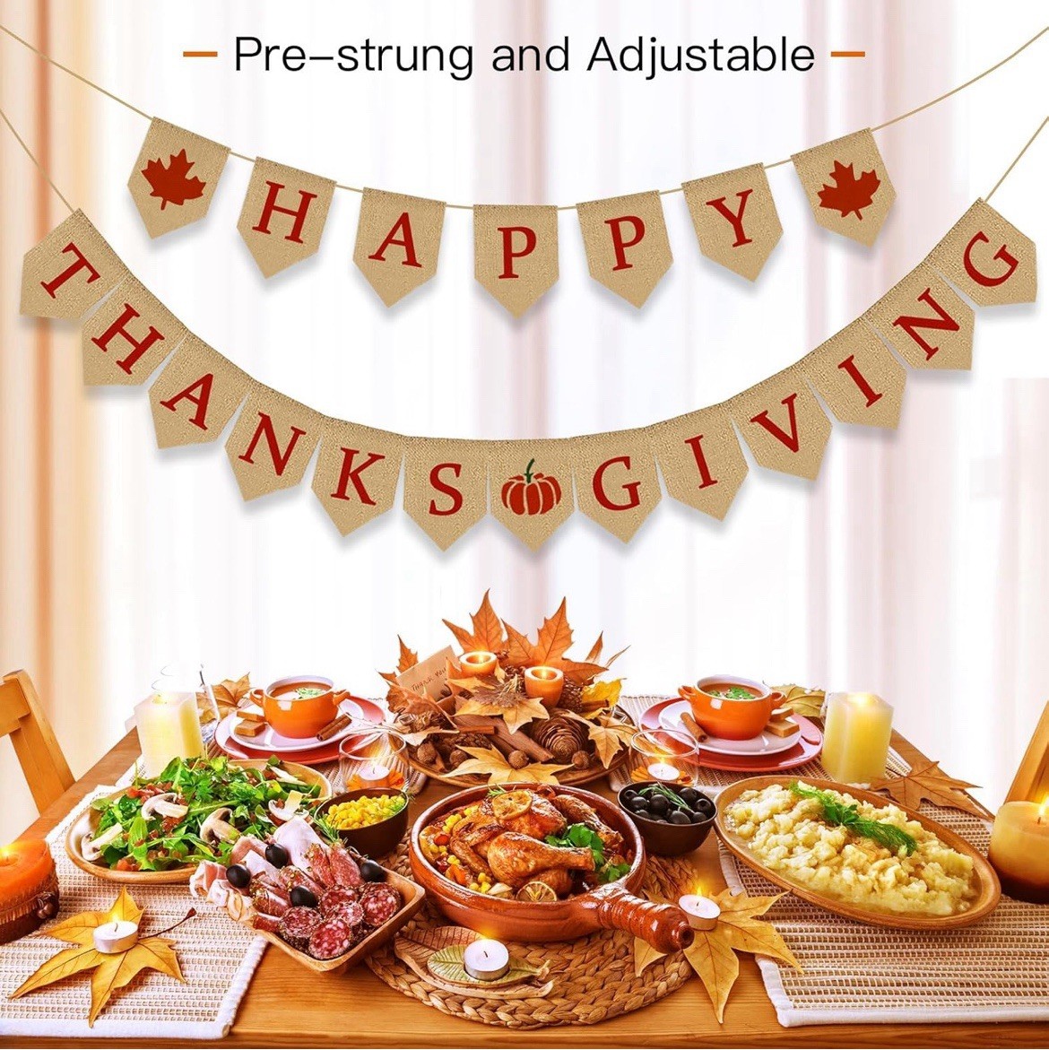 Happy Thanksgiving Banners, Burlap Thanksgiving Party Decorations, Happy Fall
