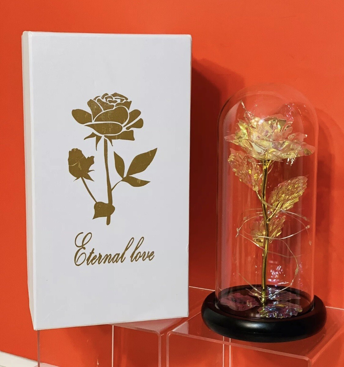 Rose Flower Home Glass LED Night Light Mother’s Day Gift / Xmas Decor