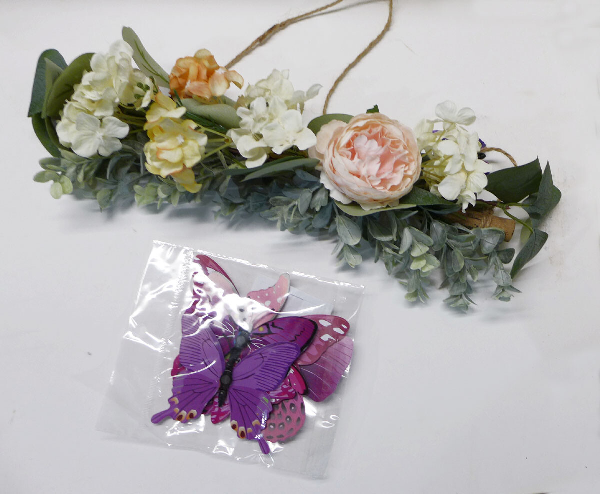 Artificial Flowers Succulents Hydrangea Wall Hanging With Butterfly Home (#121B)