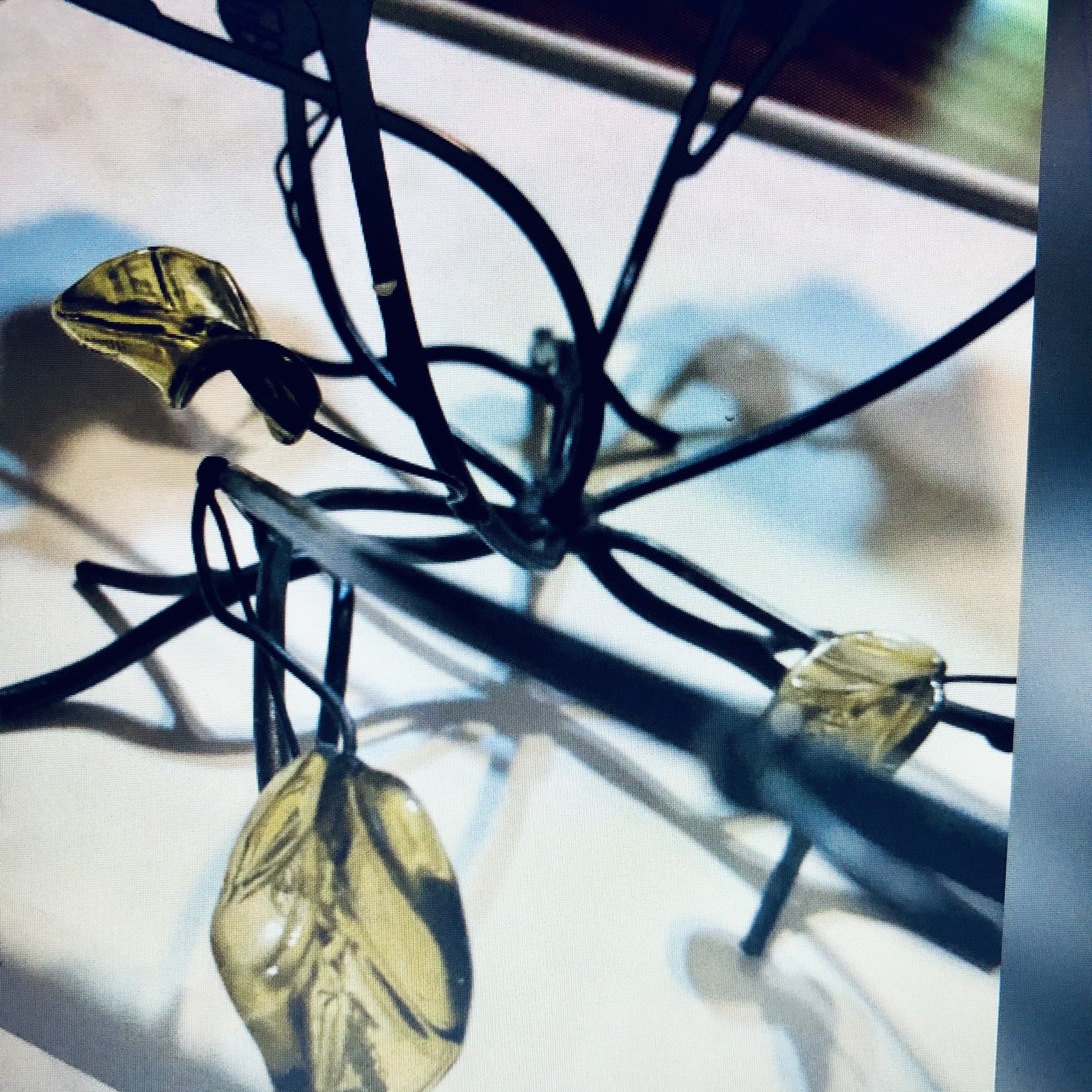 Vtg Wrought Iron Centerpiece 9 Stems & 9 Legs 7 Thick Glass Roses 18×21 In.