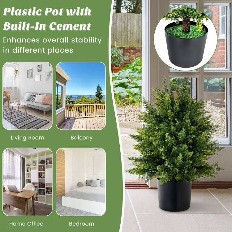 2Pack Outdoor Artificial Topiary Ball Tree Set Home Decoration w/Built in Cement