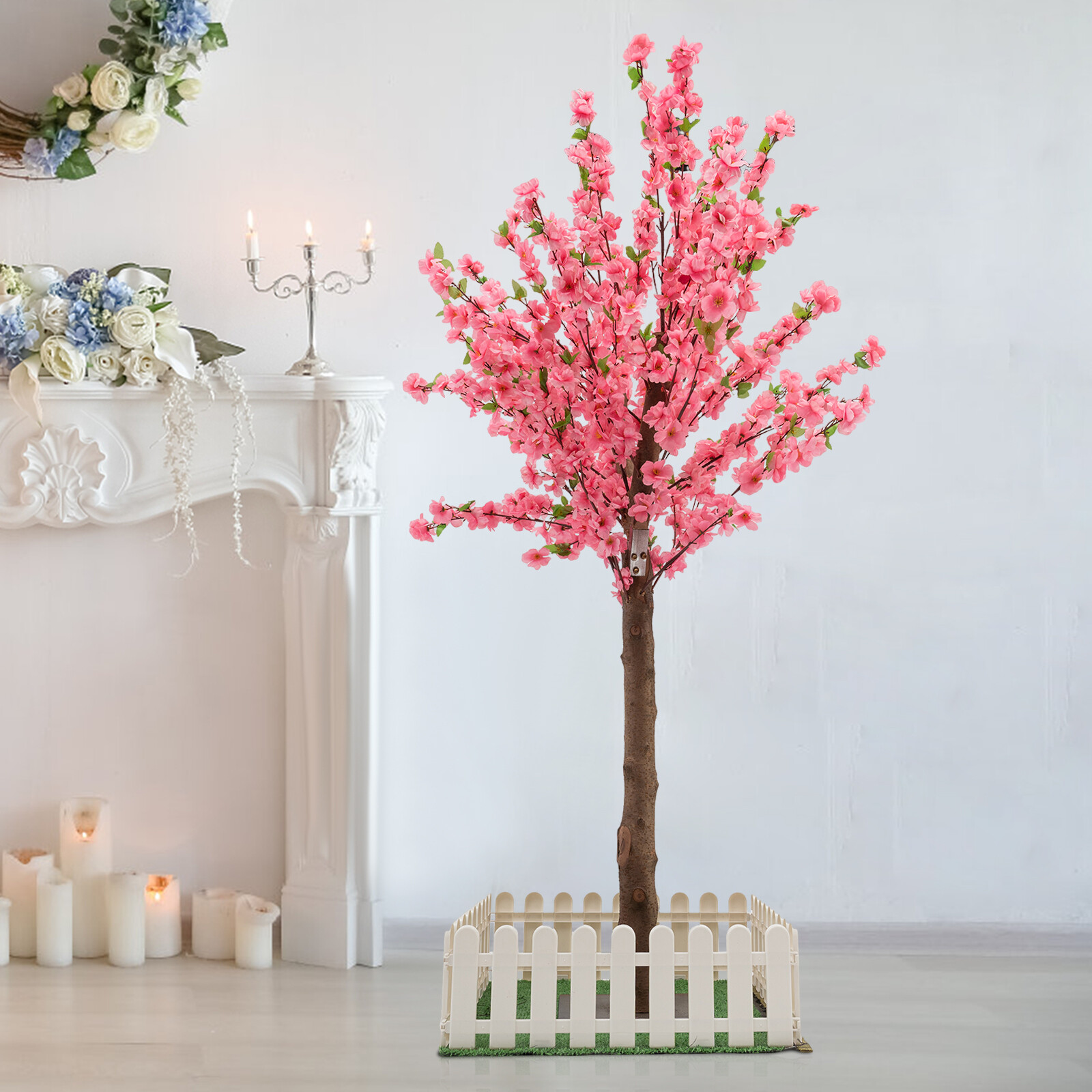 1.5M Pink Fake Sakura Flower Artificial Cherry Blossom Tree W/ Square Base New