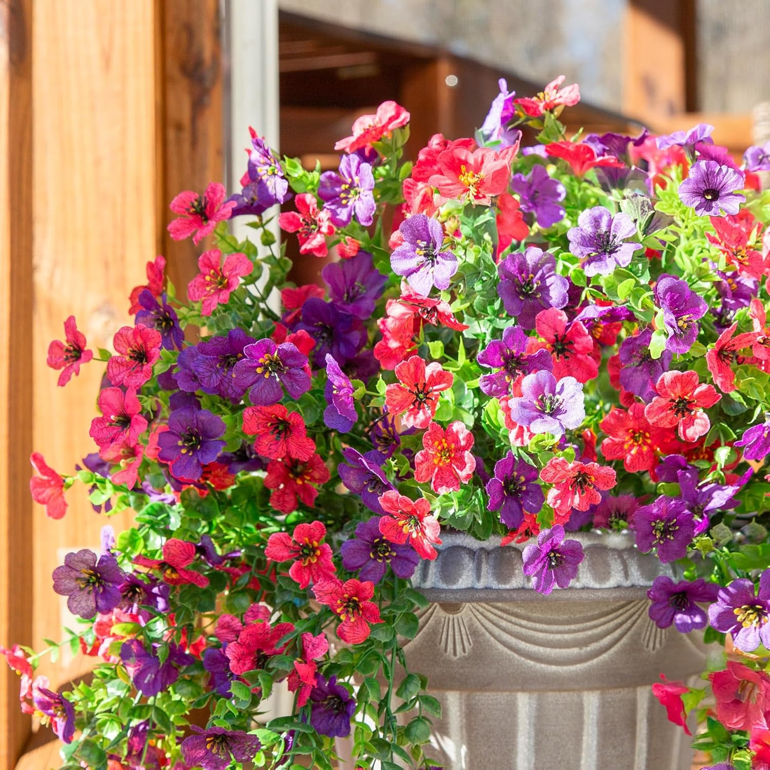 Artificial Flowers for Outdoors Decoration, 2Pcs Fake Hanging Spring Summer Deco