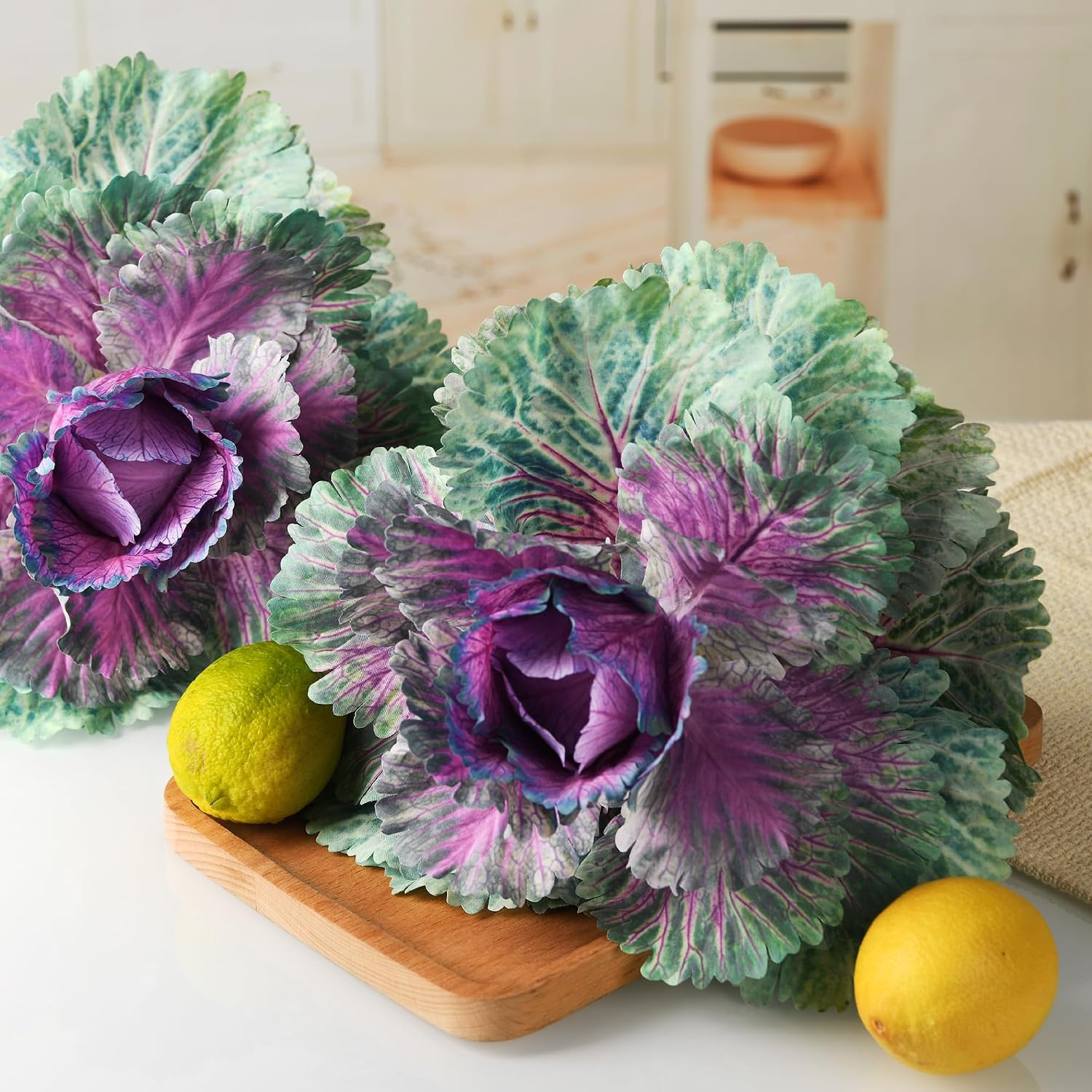 2PCS UV Resistant Faux Cabbage – Realistic Decorative Plants for Home & Garden